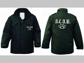 A.C.A.B. Boxer   Zimná bunda M-65 Winter Jacket čierna, čiastočne nepremokavá, zateplená odnímateľnou štepovanou podšívkou-Thermo Liner pripevnenou gombíkmi 